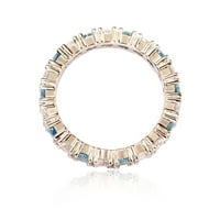 Колекција Стерлинг сребрена кубна цирконија аква сина наизменична годишнина прстен
