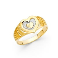 Накит 14к Бело И Жолто Злато Двобојна Модна Годишнина Големина На Срцевиот Прстен 5