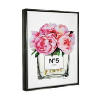 Stuple Industries Glam Paris Vase со розов Peon etет црно врамено лебдечко платно wallидна уметност, 16x20